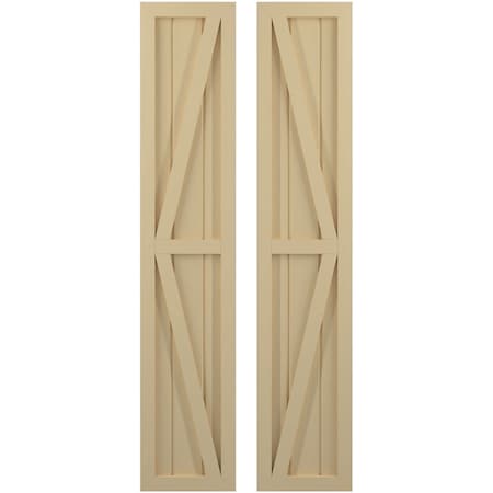 Americraft 3-Board Wood 2 Equal Panel Frmd Board-n-Batten Shutters W/ Dubl Z-Bar, ARW102BF311X43NTH